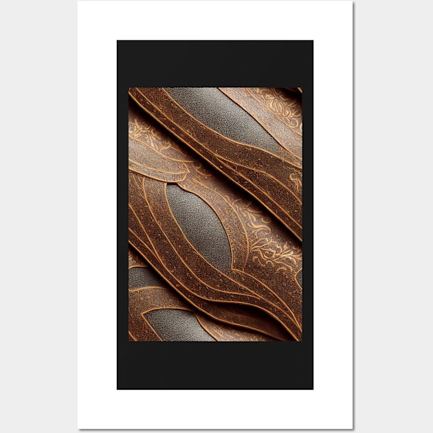 Dark Brown Ornamental Leather Stripes, natural and ecological leather print #52 Wall Art by Endless-Designs